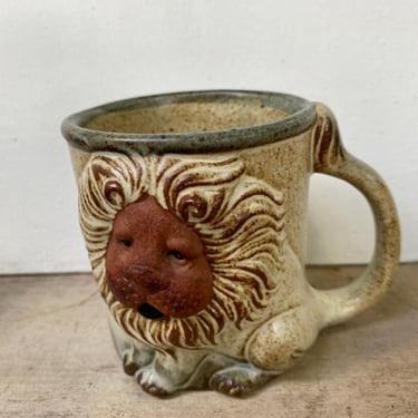 Vintage Baby Lion Earthenware Mug, Lion Lover, Detroit Lions, Coffee Mug, Tea Mug 