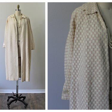 Vintage 1930s 1940s I MAGNIN California Cream Ribbon Embroidered Hollywood Swing Clutch Coat raglan sleeves // Most Sizes Unique! 