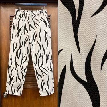 Vintage 1990’s w28 Zebra Black x White New Wave Denim Jeans Pants, 90’s Vintage Clothing 