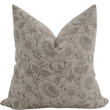 Daisy Mae Flower Block Print Pillow Cover