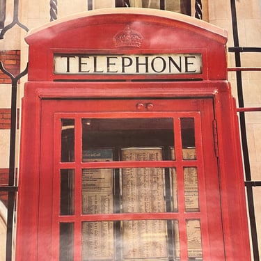 Rare 1970s London Red Telephone Booth Poster by Verkerke - Banksy Art - Massive Wall Size - 82" x 34"  - 1977 - Vintage European Posters 