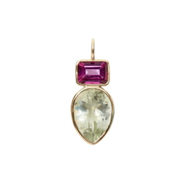 Teardrop Charm - Pink Topaz + Green Amethyst — Charm + Chain Trunk Show