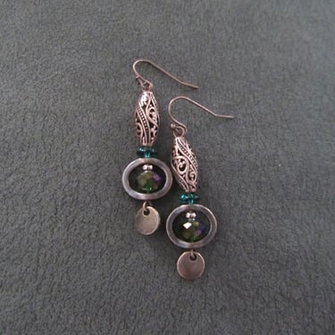 Long copper and crystal earrings 2 