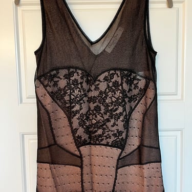 Christian Dior Galliano Designer Lace Trompe l’oeil Print Layering Tank Top / Camisole 