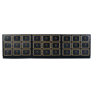 Set of Three Dorothy Draper Espana Chests in Black Bean