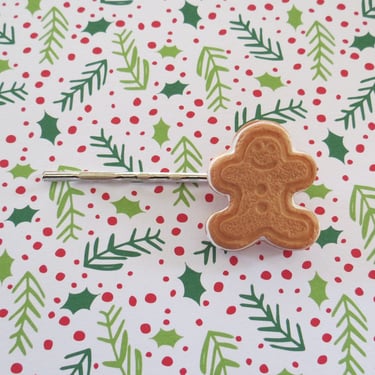 Gingerbread Man Hair Clip Christmas Cookie Barrette 