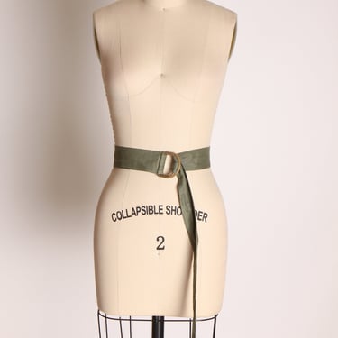 1970s Dark Army Green Fabric Adjustable Belt 