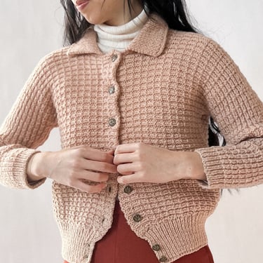 60s Waffle Knit Collared Sweater 