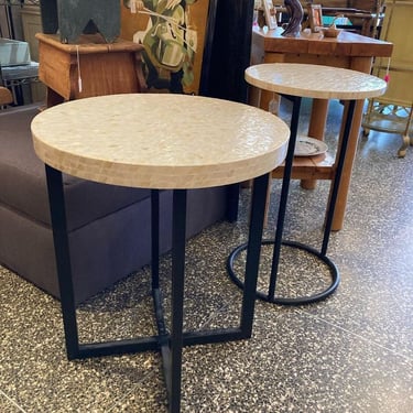 Pearlized side tables. 15” x 26” Or 20” x 24”