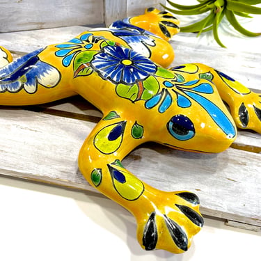 VINTAGE: large Talavera Mexican Pottery Frog - Colorful Hand Painted - Made in Mexico - SKU 36-A-00034692 