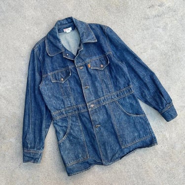 Vintage 70s Levi's Orange Tab Denim Chore Coat Jacket Size Large 