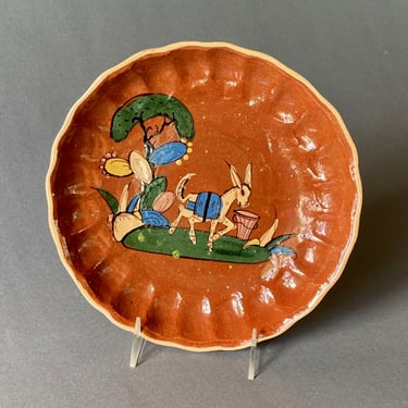 Vintage Mexican Pottery Serving Plate Tlaquepaque 