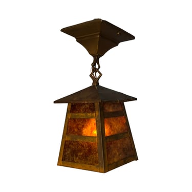Solid Brass Arts and Crafts Lantern with Mica Panels Ca 1900 #2330 Rewired Free Shipping 