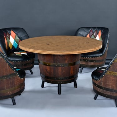 Brothers Furniture Mid Century Whiskey Barrel Dining Table or Gaming Table 