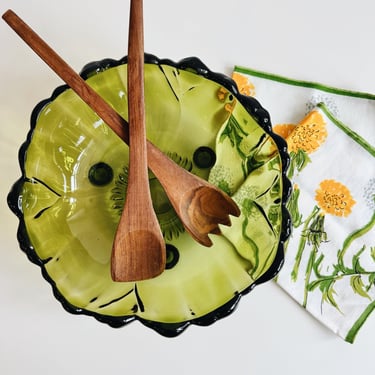 Footed Green Glass Bowl