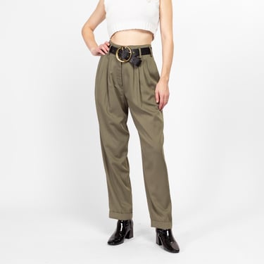 Medium 90s Olive Green Pleated Trousers 28