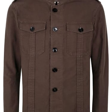 Tom Ford Men Cotton Satin Stand Collar Outershirt