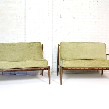 Vintage MCM two loveseats / spindle back sofas by Baumritter | Free delivery in NYC and Hudson Valley areas 