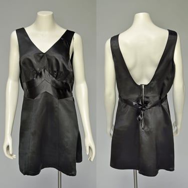 1940s glossy black satin swimsuit romper L/XL 