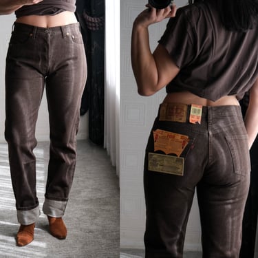 Vintage LEVIS Deep Brown Wash 501 High Waisted Jeans Unworn New w/ Tags | Size 31x34 | DEADSTOCK | 2000's Y2k Levis Unisex Denim 