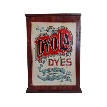 Antique Advertisement Enamel Metal DYOLA Dyes Store Counter Display Cabinet - Vintage Advertisement - Vintage Store Display - Metal Cabinet 