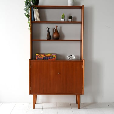 Vintage Scandinavian Teak Bookcase with Cabinet and Open Shelves, 1960s 
