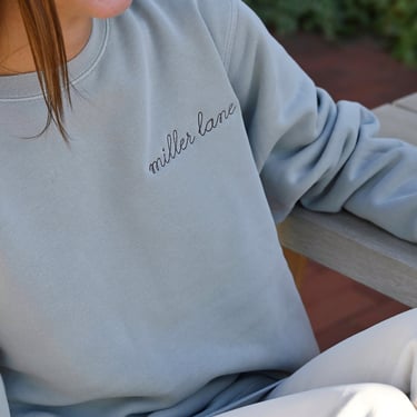 Miller Lane Cross Stitch Crewneck in Seafoam