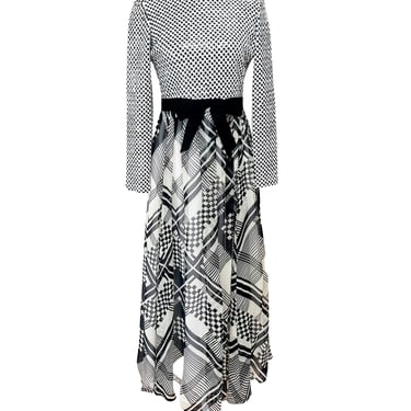 Malcolm Starr Black &amp; White Checkerboard Print Dress