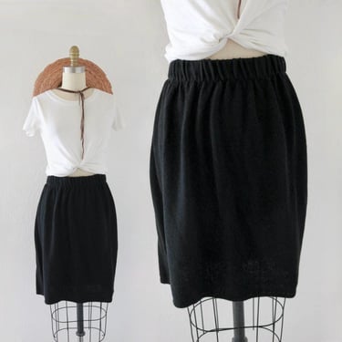 black knit skirt 26-32 - vintage 80s 90s womens short mini sweater skirt minimal classic knee 