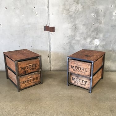 Pair of Industrial End Tables Made From Shipping Crates