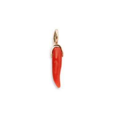 Dark Red Coral Horn Necklace Charm — Charm + Chain Trunk Show