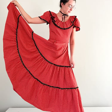 Lovely Vintage Tiered 1960's Señorita Dress / Sz XS