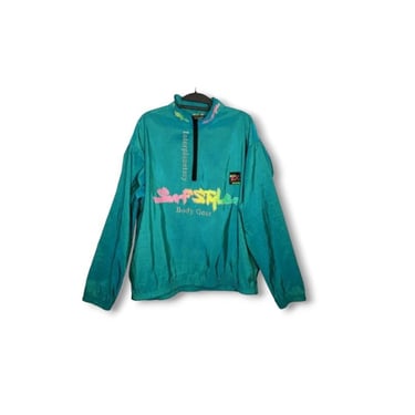 90s Vintage Surf Style Windbreaker, Interplanetary Body Gear, Mens 1/4 Zip Pullover Jacket, 1990s Neon Jacket, Unisex Vintage Clothing 