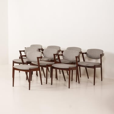 Kai Kristiansen chairs in roswood model 42, set of 8,Denmark 1960s 