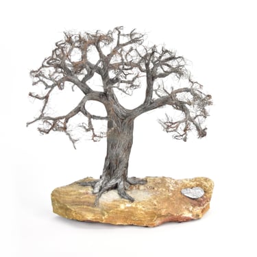 Wayne Trinklein “Apple Tree” Copper Wire Abstract Sculpture Sandstone Plinth 
