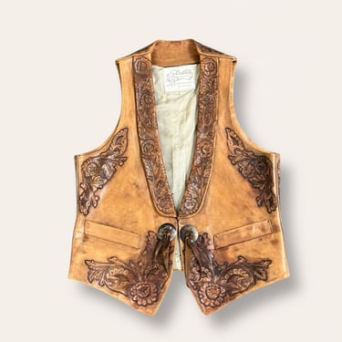 Vintage 1950’s Nudie’s Tooled Leather Vest