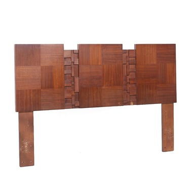 Lane Brutalist Mid Century Walnut Queen Headboard - mcm 