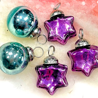 VINTAGE: 5pc Small Thick Mercury Glass Pinecone Ornaments - Mid Weight Kugel Style Ornaments - Unique Find - SKU 