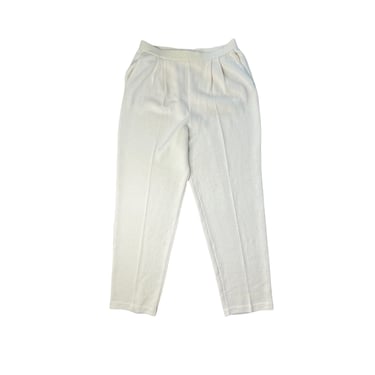 Vintage St. John Cream White Wool Knit Stretchy Pants, With pockets 