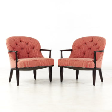 Edward Wormley for Dunbar Janus Mid Century Lounge Chairs - Pair - mcm 
