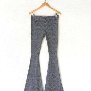 Isa Boulder black white knit flared pants sz L