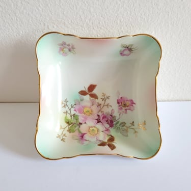 Vintage Arzberg Bavaria Wild Rose Porcelain Jewelry Dish, Small China Bowl 