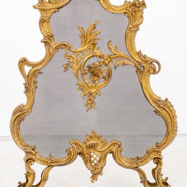 Rococo Revival Style Gilt Brass Fire Screen