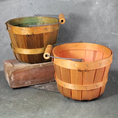 Small Peach Baskets - Set of 2 | Autumnal Decor | Rustic Farmhouse Storage | Bixley Shop 