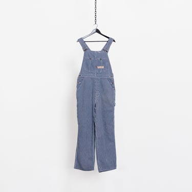 STRIPE DENIM OVERALLS vintage unisex Big Mac wide leg jean oversize baggy / Medium 