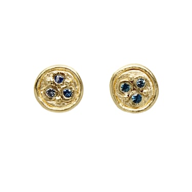 One-of-a-Kind Blue Sapphire Cluster Studs