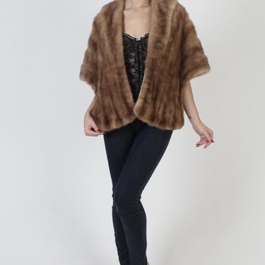 60s Autumn Haze Mink Stole, Real Fur Wrap, Vintage Mother Of The Bride Shawl, One Size Fits All 