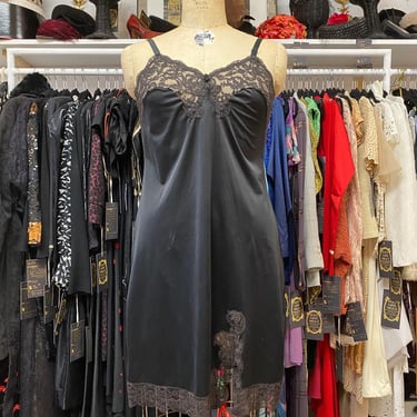 vintage 1960s black slip sheer lace m/l 60s lingerie mrs maisel rockabilly 38 