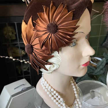 Vintage 1950s Brown Velvet Bullock’s Wilshire Hat - Size Large 