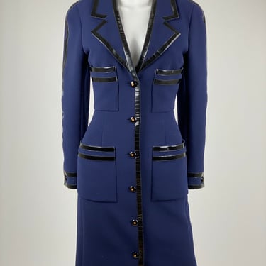 Chanel Blue Boucle Jacket with Patent Trim